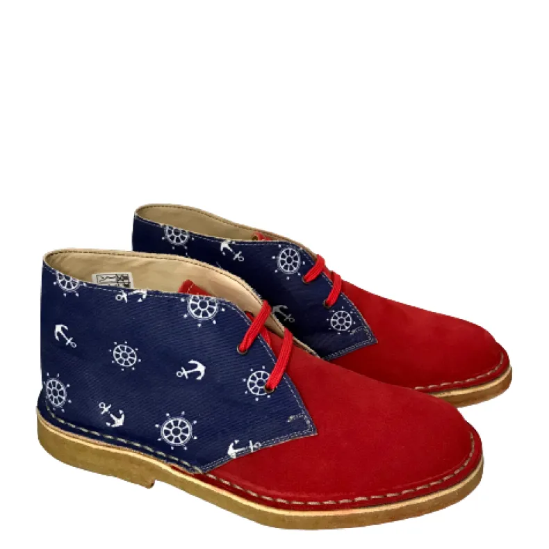 Handmade Ankle Boots Ancore / Red Suede