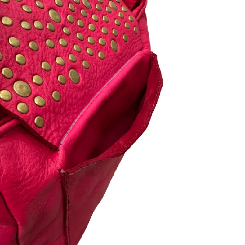 Handmade Bag In Washed Leather With Shoulder Strap