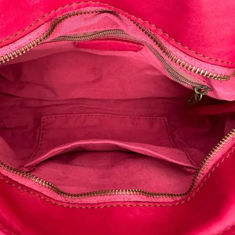 Handmade Bag In Washed Leather With Shoulder Strap