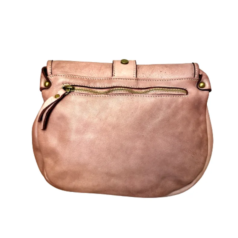 Handmade Bag In Washed Leather With Buckle