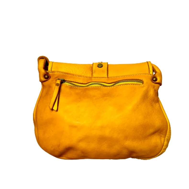 Handmade Bag In Washed Leather With Buckle