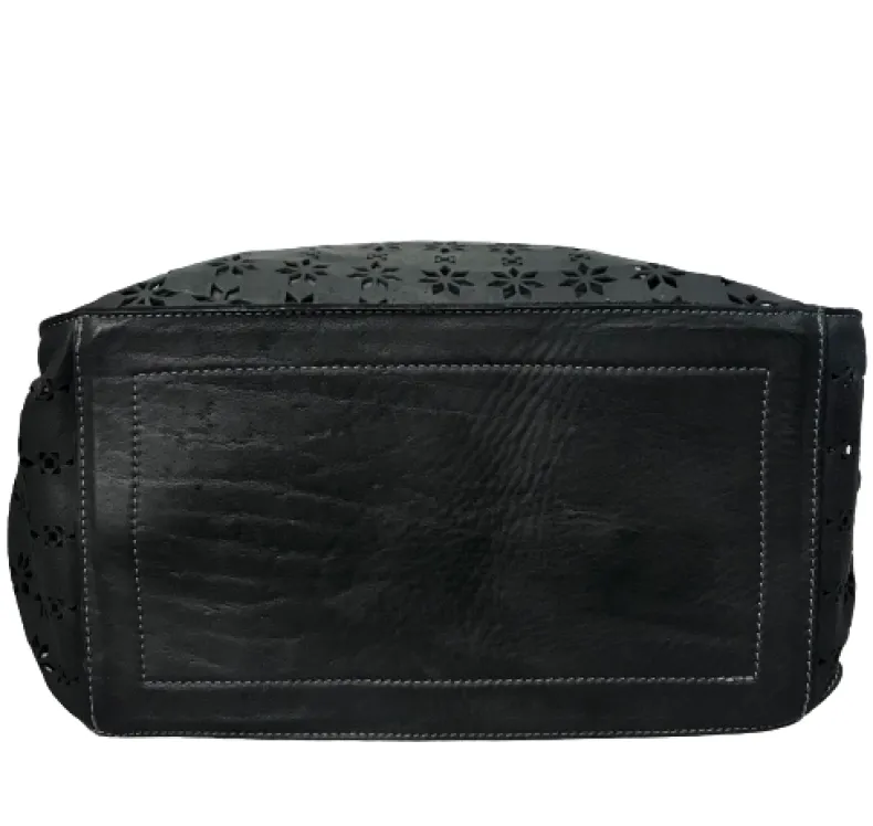 Handmade Bag In Washed And Lasered Leather