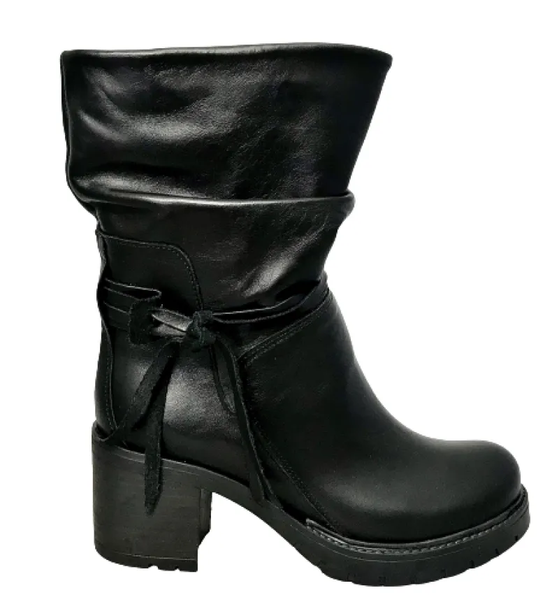 Handmade Black Curled Boot