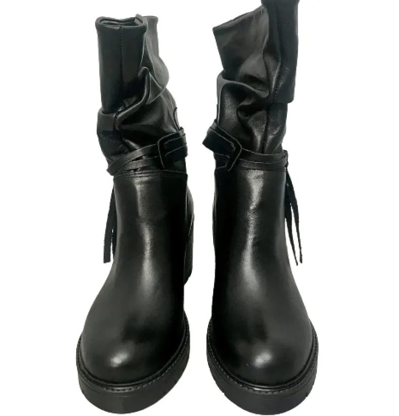 Handmade Black Curled Boot