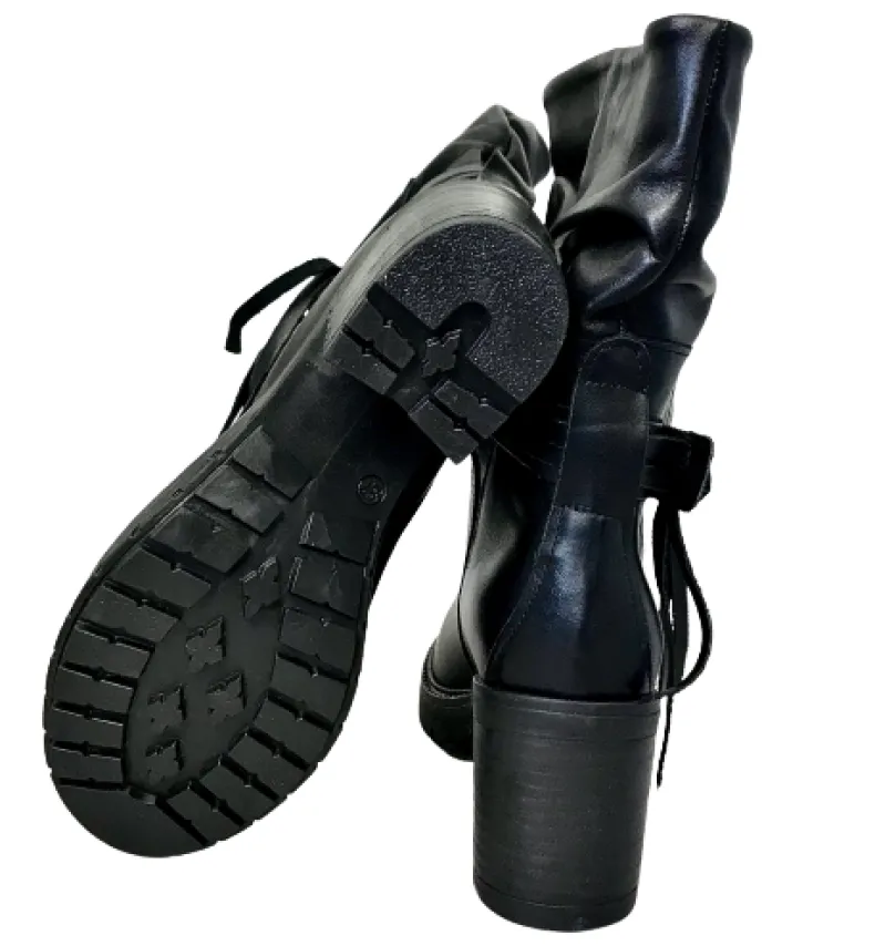 Handmade Black Curled Boot