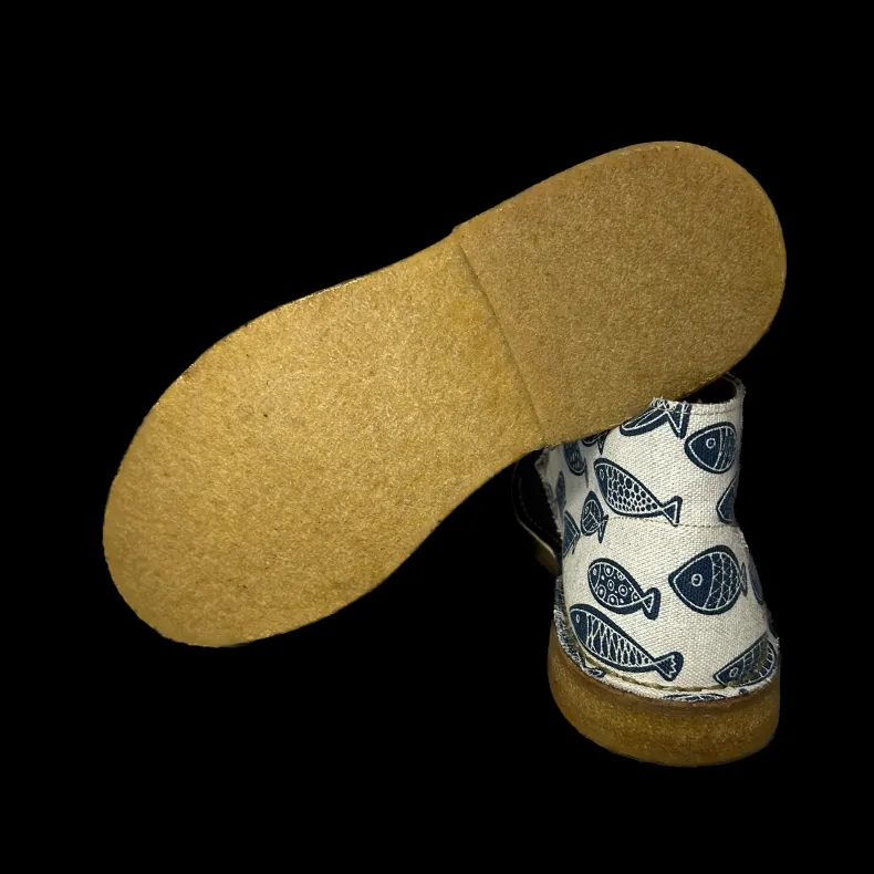 Handmade Blue Suede Ankle Boot / Fishes Mix