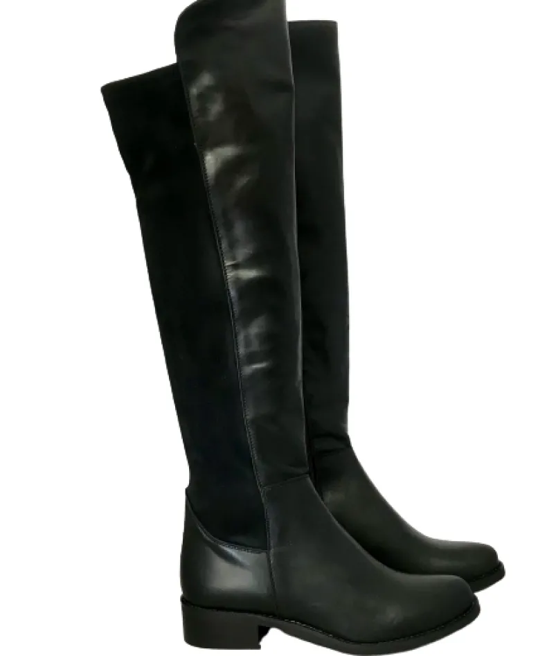 Handmade Boot In Black Leather And Suede