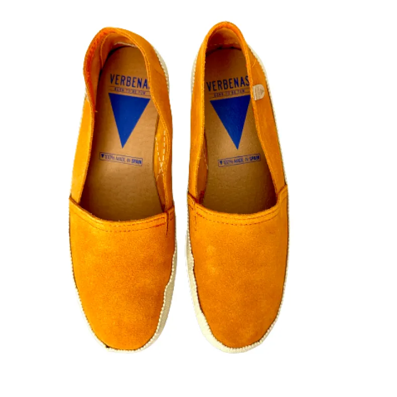 Handmade Espadrilles In Orange Verbenas Suede