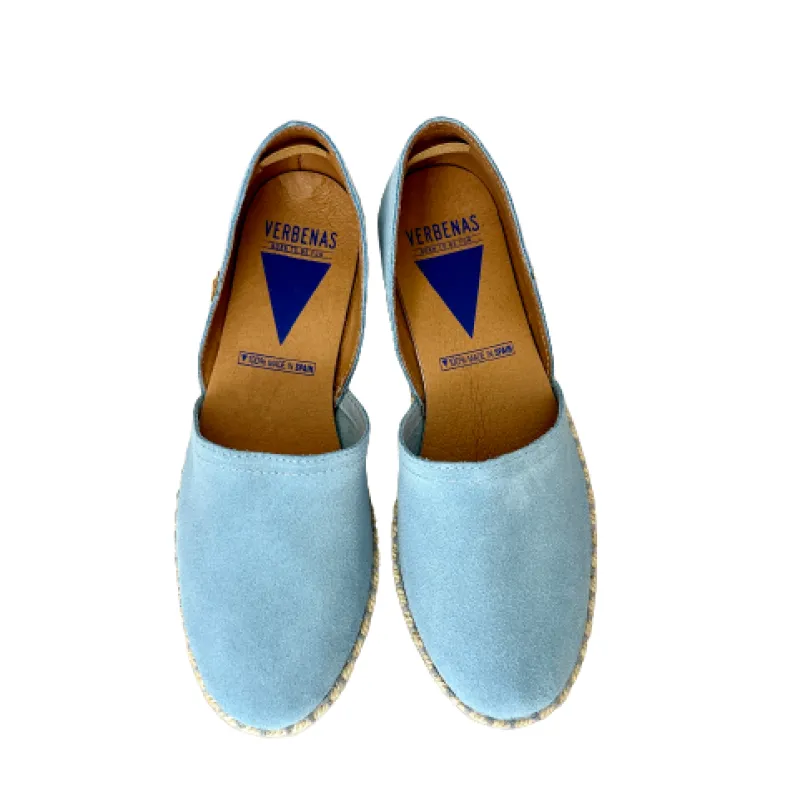 Handmade Espadrilles In Light Blue Verbenas Suede
