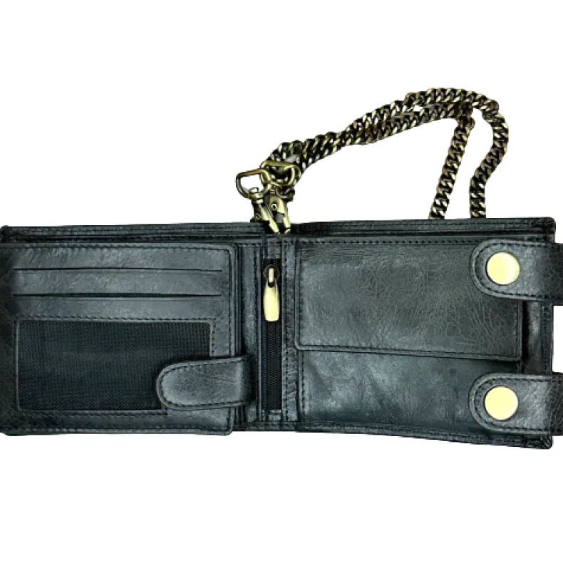 Handmade Greased Wallet With Two Buttons