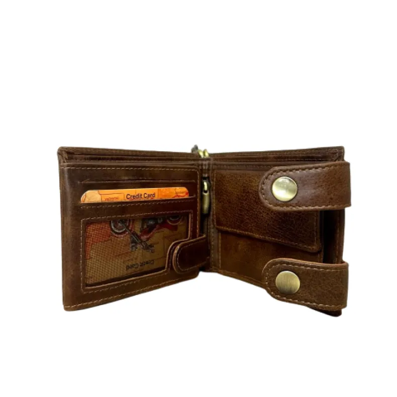 Handmade Greased Wallet With Two Buttons