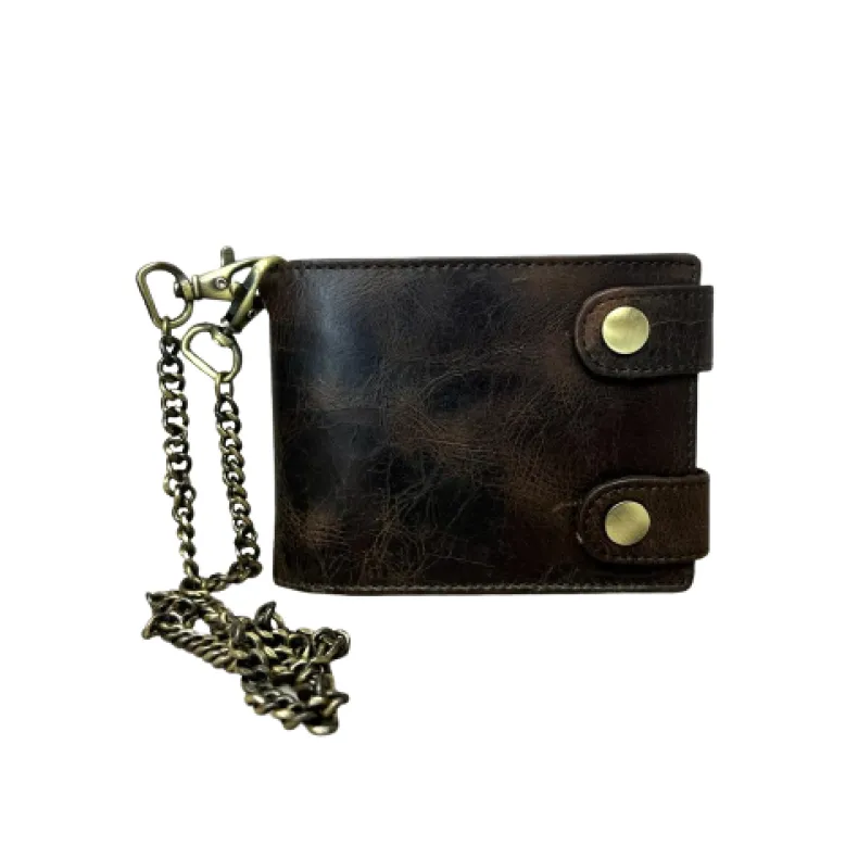 Handmade Greased Wallet With Two Buttons