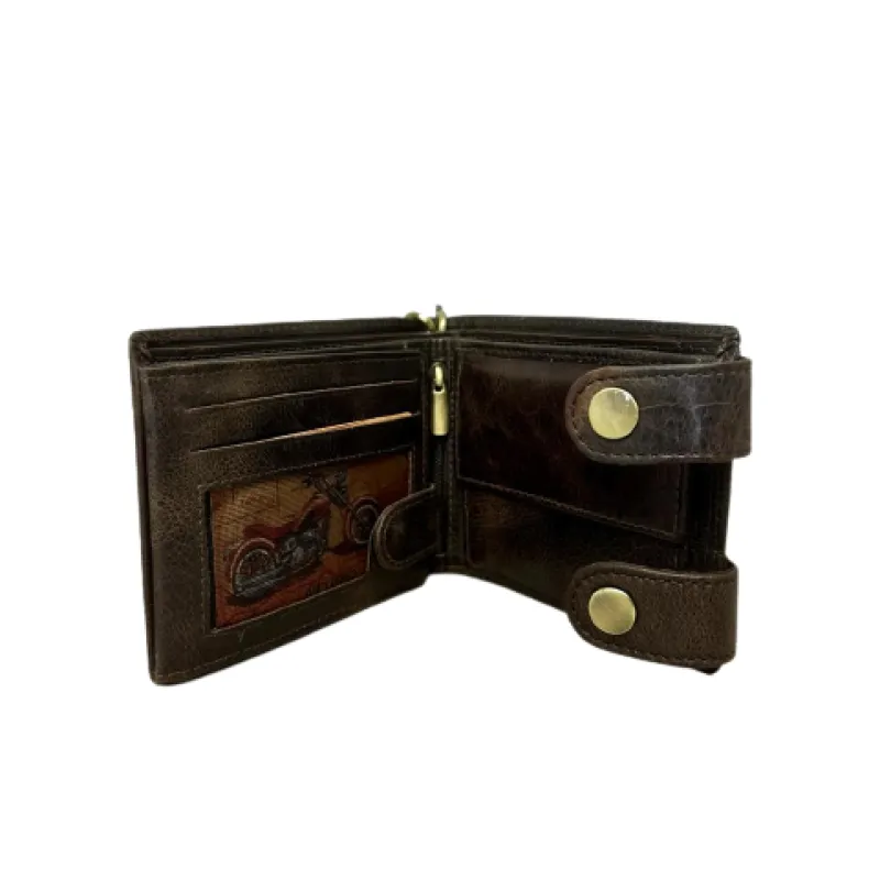 Handmade Greased Wallet With Two Buttons