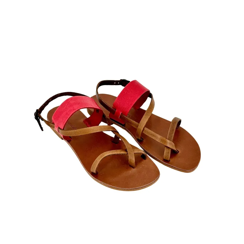 Handmade Leather And Red Flip-flop Sandal