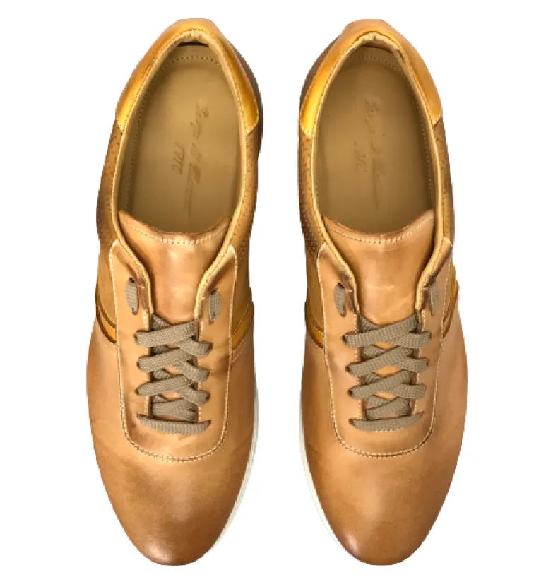 Handmade Low Sneakers In Tan Leather