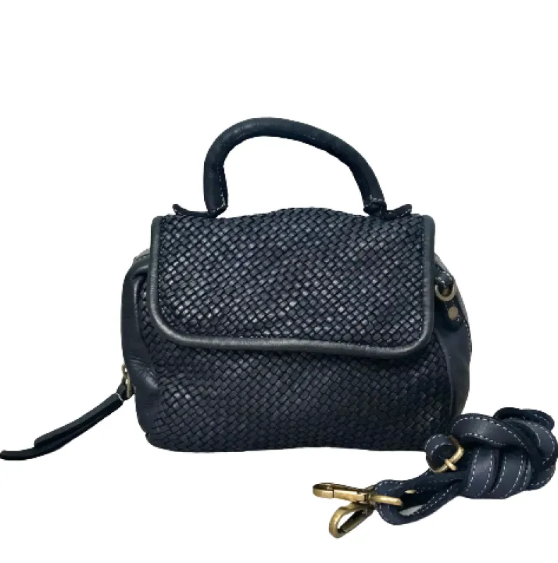 Handmade Mini Shoulder Bag In Woven Leather