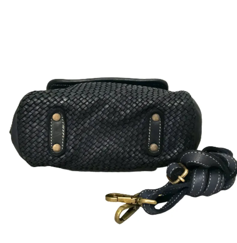 Handmade Mini Shoulder Bag In Woven Leather
