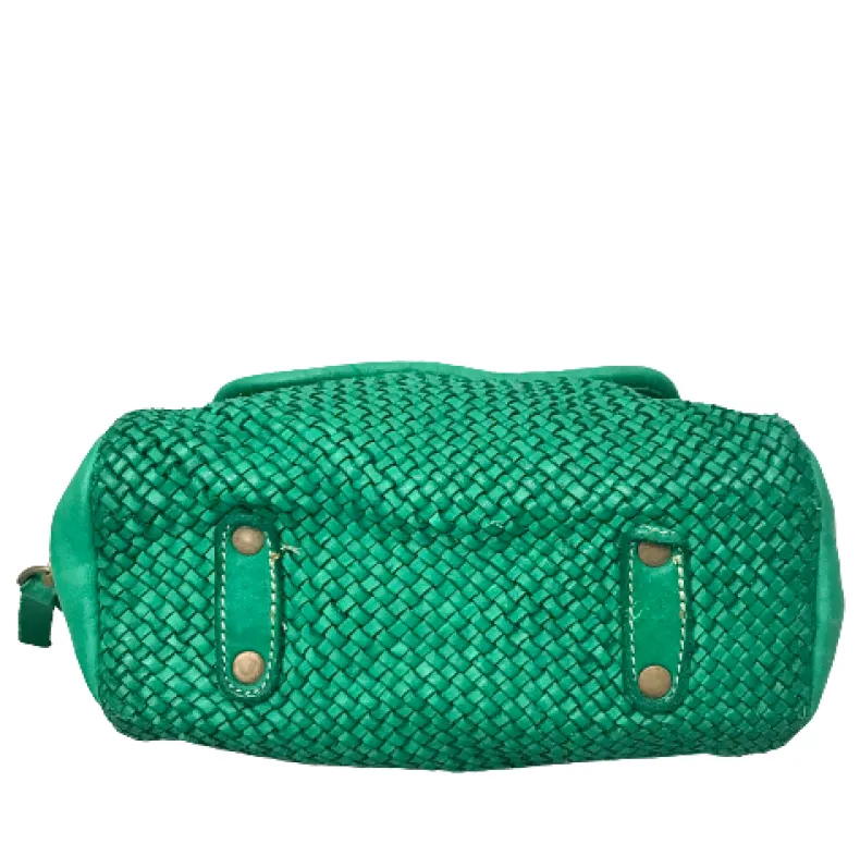 Handmade Mini Shoulder Bag In Woven Leather