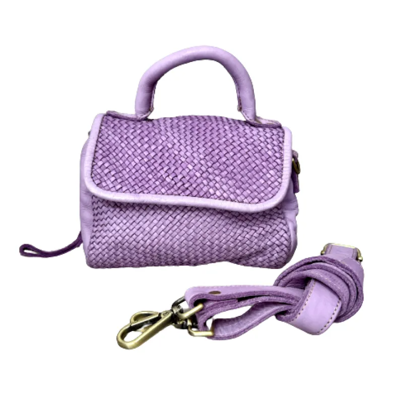 Handmade Mini Shoulder Bag In Woven Leather