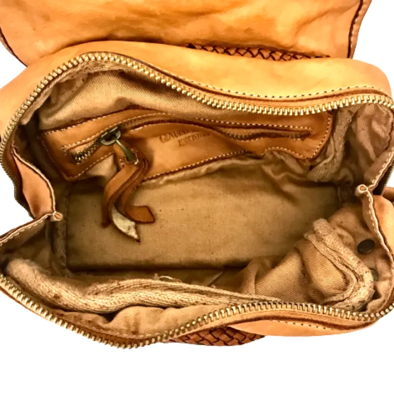 Handmade Mini Shoulder Bag In Woven Leather