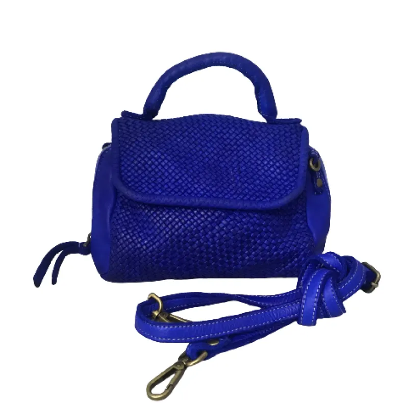 Handmade Mini Shoulder Bag In Woven Leather