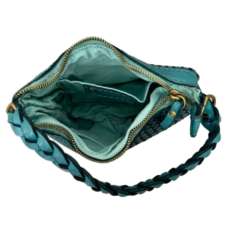 Handmade Mini Shoulder Bag In Woven Leather