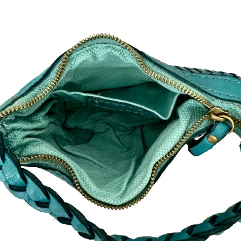 Handmade Mini Shoulder Bag In Woven Leather