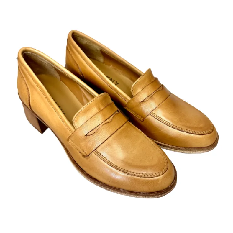 Handmade Moccasin In Leather Mod. College With Heels