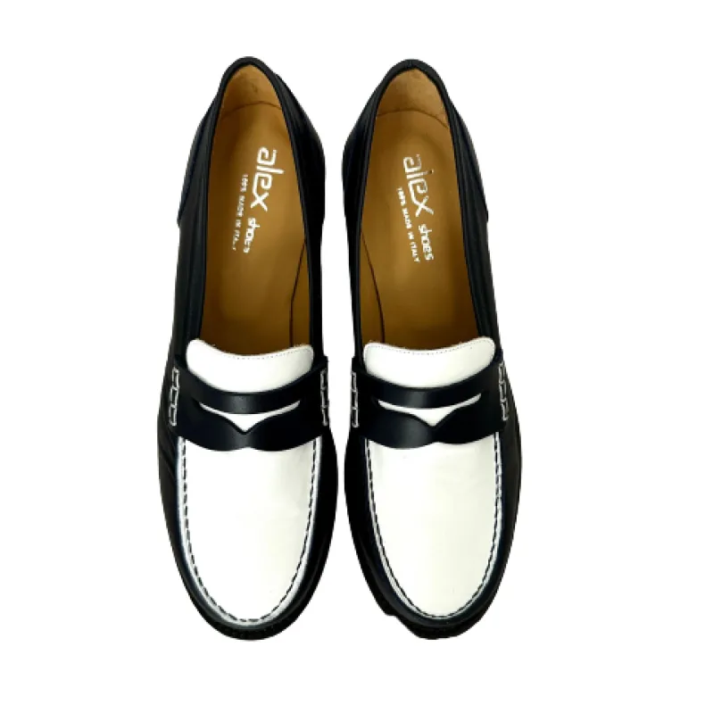 Handmade Moccasin Sewn In White And Blue Leather