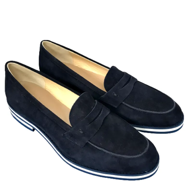 Handmade Moccasin In Blue Suede