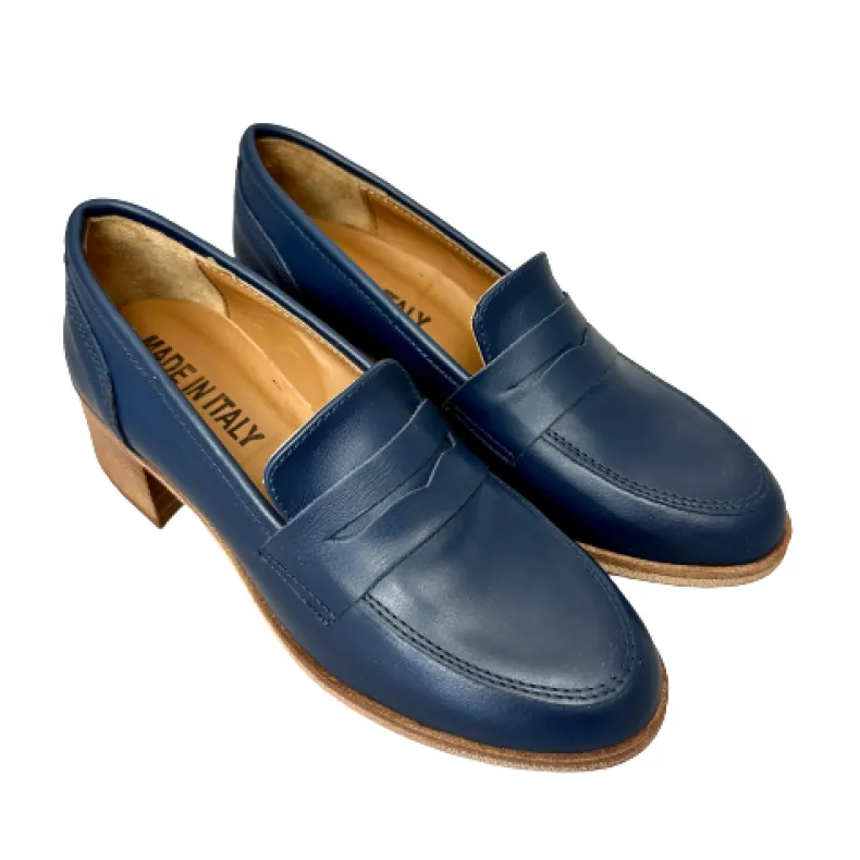 Handmade Moccasin In Leather Mod. College With Heels