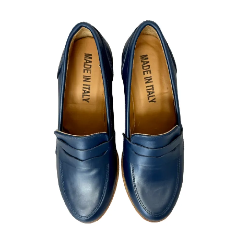 Handmade Moccasin In Leather Mod. College With Heels