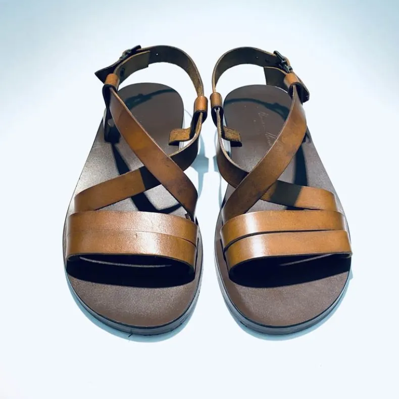 Handmade Sandal In Brown Leather Mod.B