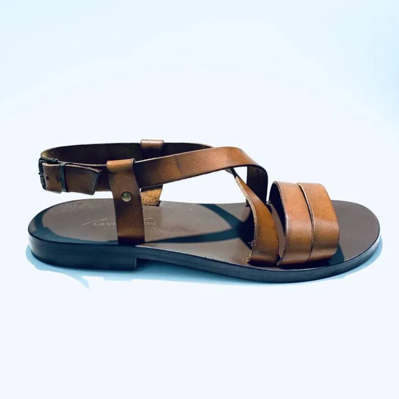 Handmade Sandal In Brown Leather Mod.B