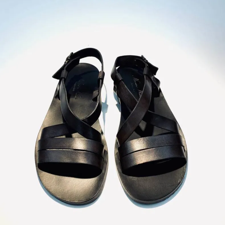 Handmade Sandal In Black Leather
