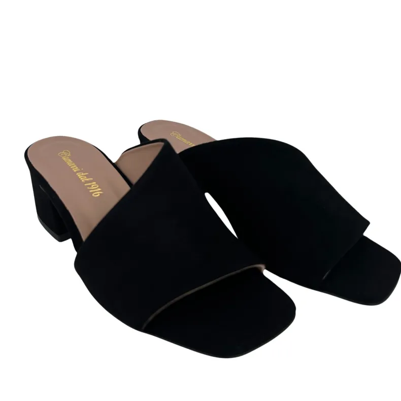 Handmade Slipper In Black Suede