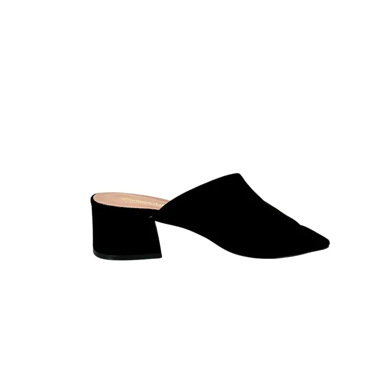 Handmade Slipper In Black Suede