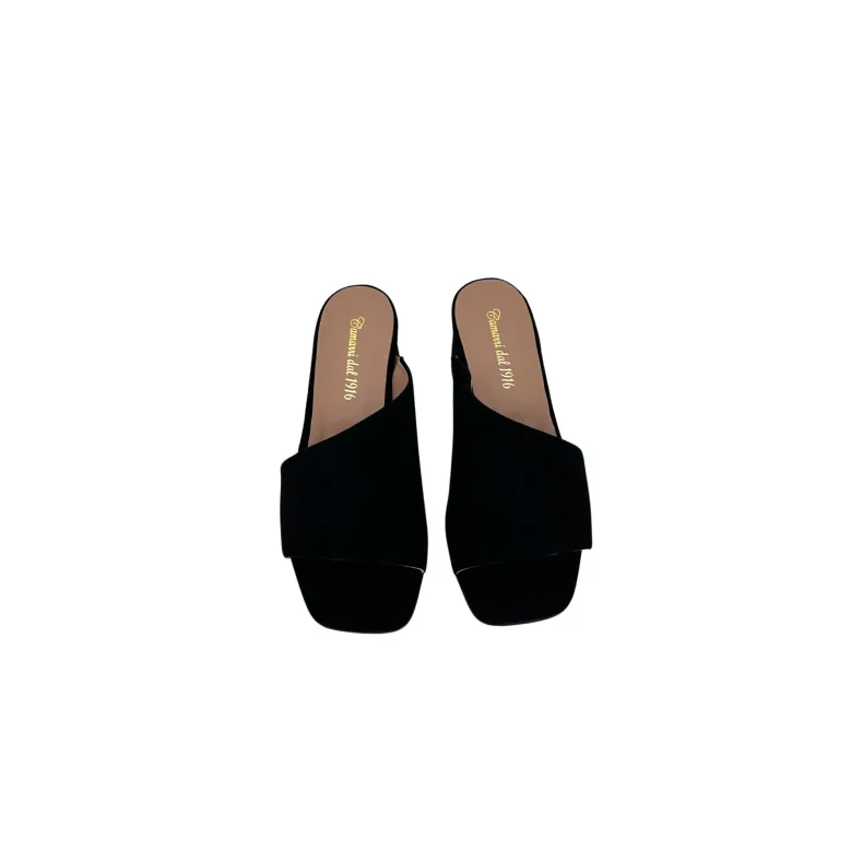 Handmade Slipper In Black Suede