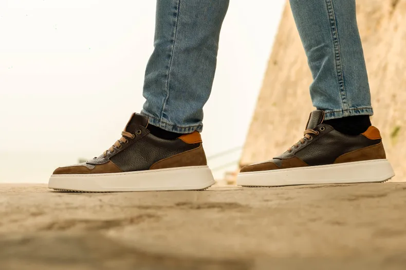 Handmade Sneaker In Brown Leather