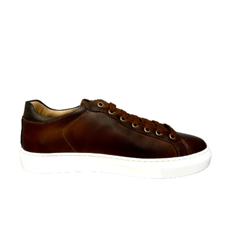 Handmade Sneaker In Brown Leather