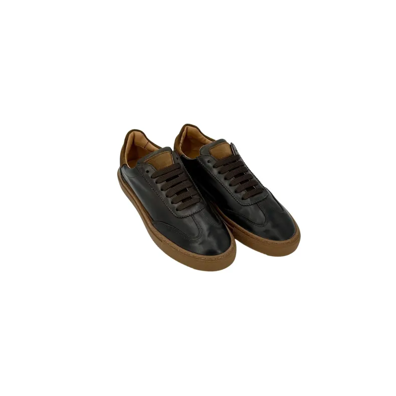 Handmade Sneakers In Dark Brown Leather