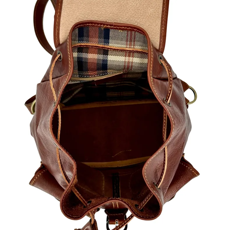 Handmade Unisex Brown Bucket Backpack