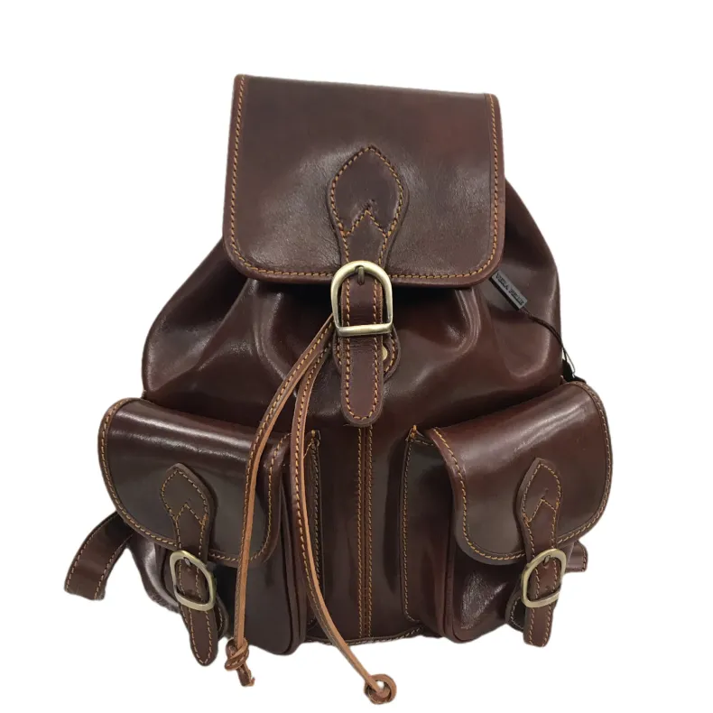 Handmade Unisex Brown Bucket Backpack