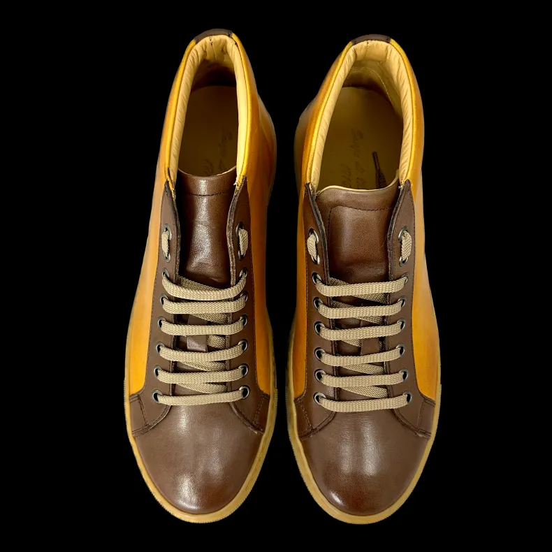 High Artisan Sneakers In Two-tone Leather