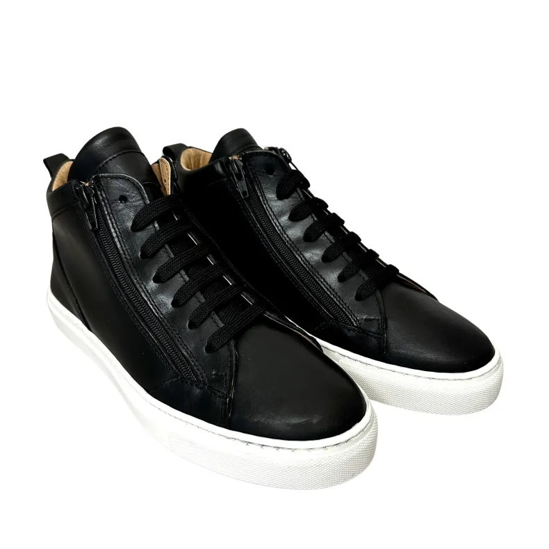 High Handcrafted Sneakers In Black Leather