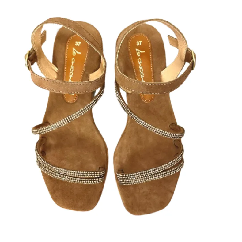 Jewel Sandal In Leather Suede