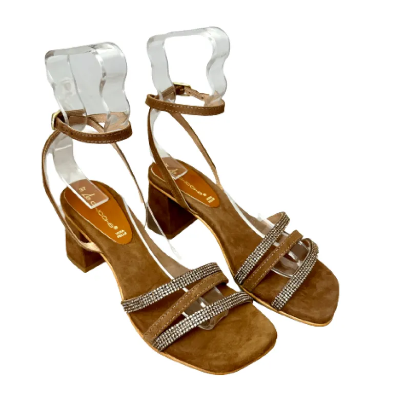 Jewel Sandal In Leather Suede