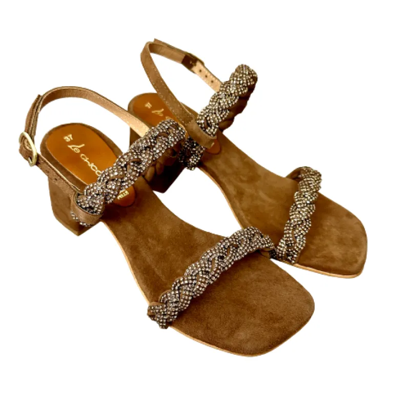 Jewel Sandal In Leather Suede