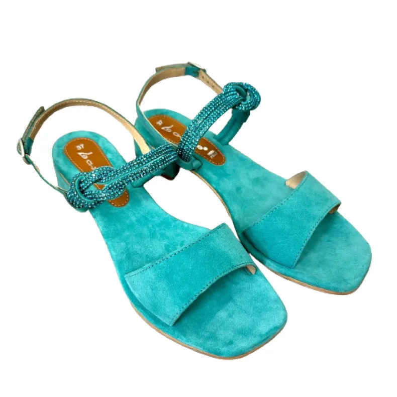 Jewel Sandal In Light Blue Suede