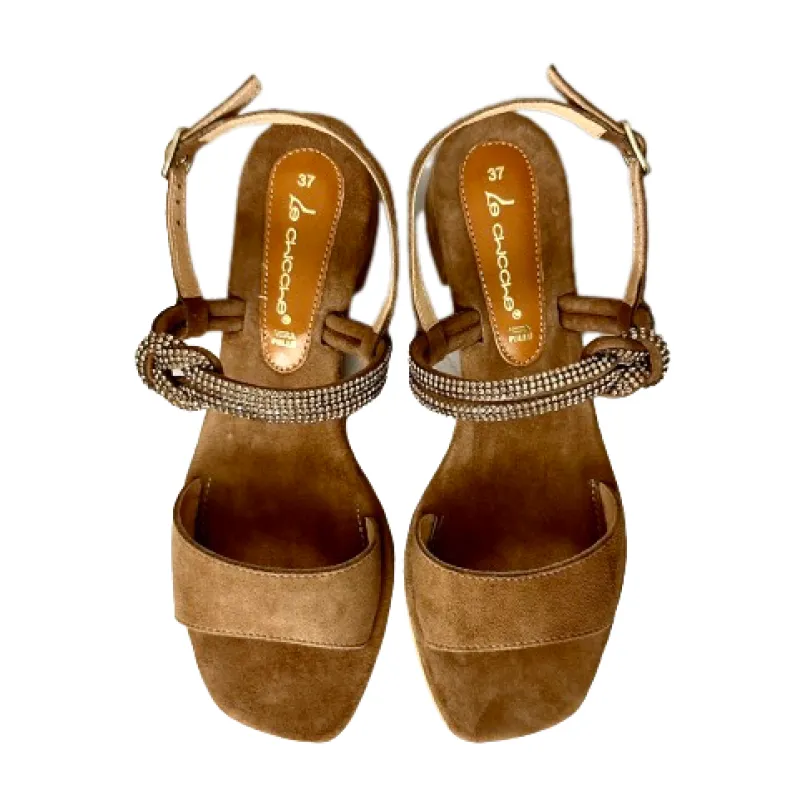 Jewel Sandal In Nude Leather Suede